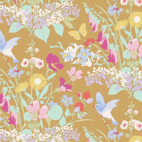 Gardenlife by Tilda - Bird Floral Mustard - 18" Bolt End