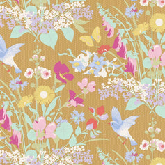 Gardenlife by Tilda - Bird Floral Mustard - 18" Bolt End
