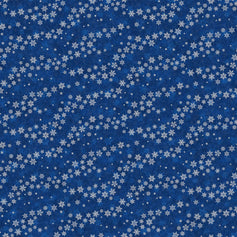 Winter Frost - Blowing Snowflakes Dark Blue Silver