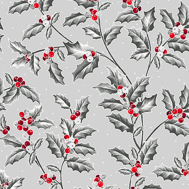 Pretty Poinsettias - Holly Vine Grey