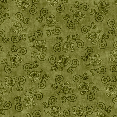 Sunrise Farm - Rooster Scrollwork Dark Moss