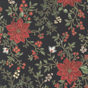Merry Manor Metallic - Poinsettia Waltz Black