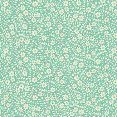 Nana Mae VI - Monochrome Floral Aqua