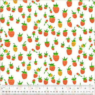 Studio Edit by Heather Ross - Strawberries White - 20" Bolt End