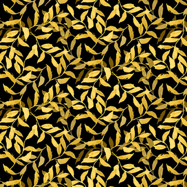 Misty Morning - Leaves Black Yellow