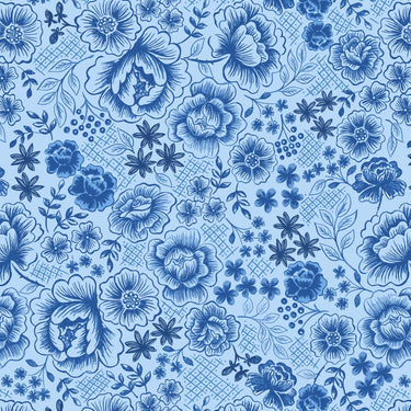 Teatime - Teatime Floral on China Blue