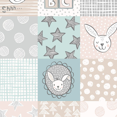 Bella Bunny And Bear - 3 Inch Nursery Squares In Blue