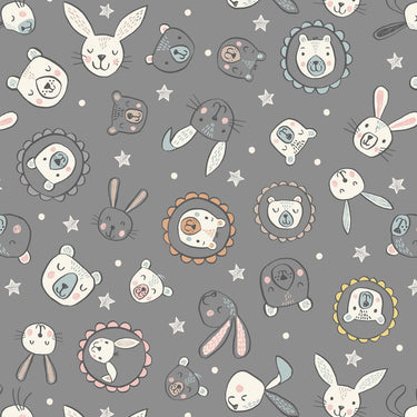 Bella Bunny And Bear - Bella And Bear Faces On Dark Grey