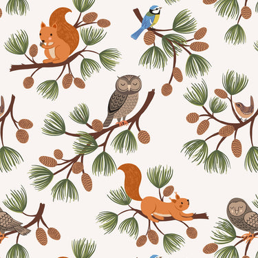 Evergreen - Pine Cone Branches On Cream