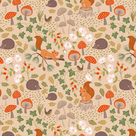 Evergreen - Squirrels And Hedgehogs On Light Oak