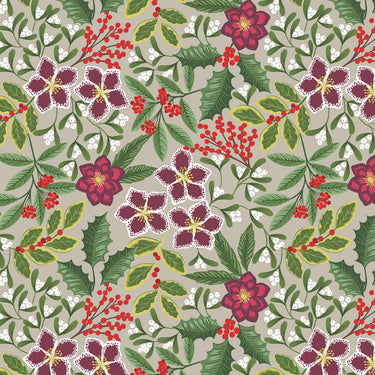 Noël - Winter Floral On Grey