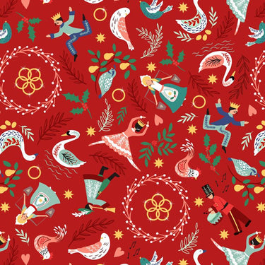 12 Days of Christmas - Lords A Leaping Red Gold Metallic