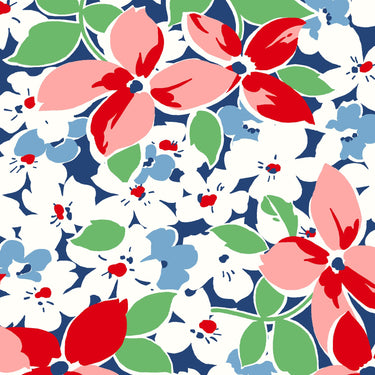 Hi Di Ho - Large Floral Navy Red