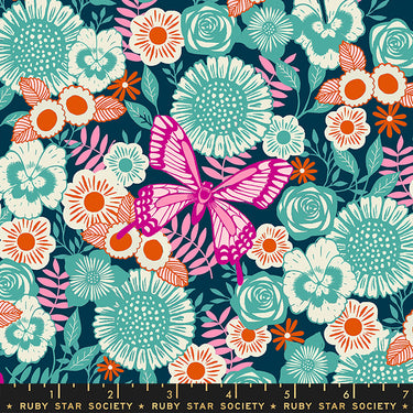 Ruby Star Society - Backyard - Butterfly Garden Dark Teal