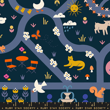 Ruby Star Society - Woodland Park - Garden Map Teal Navy
