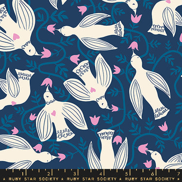 Ruby Star Society - Endpaper by Jen Hewett - Hummingbirds Bluebell