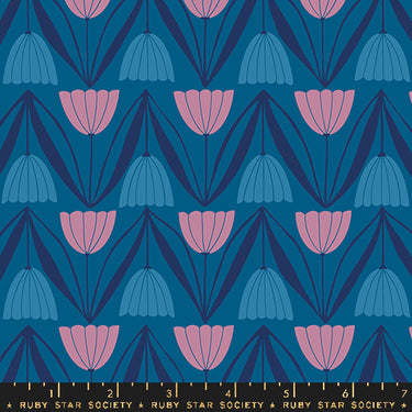 Ruby Star Society - Endpaper by Jen Hewett - Tulips Blue Raspberry