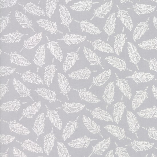 Muslin Mates - White Feather on Grey