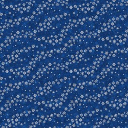 Winter Frost - Blowing Snowflakes Dark Blue Silver