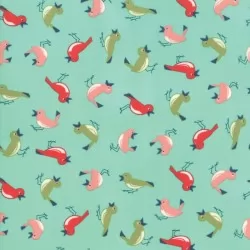 Early Bird - Vintage Birds Aqua