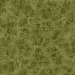 Sunrise Farm - Rooster Scrollwork Dark Moss