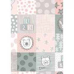 Bella Bunny And Bear - 3 Inch Nursery Squares In Pink