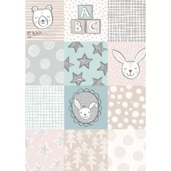 Bella Bunny And Bear - 3 Inch Nursery Squares In Blue