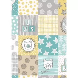 Bella Bunny And Bear - 3 Inch Nursery Squares In Yellow