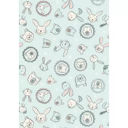Bella Bunny And Bear - Bella And Bear Faces On Pale Blue
