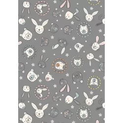 Bella Bunny And Bear - Bella And Bear Faces On Dark Grey