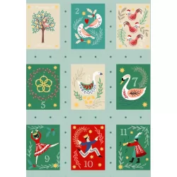 12 Days of Christmas - 12 Days Blue Gold Metallic - 12" Repeat