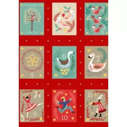 12 Days of Christmas - 12 Days Red Gold Metallic - 12" Repeat