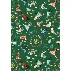 12 Days of Christmas - Lords A Leaping Green Gold Metallic