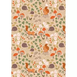 Evergreen - Squirrels And Hedgehogs On Light Oak