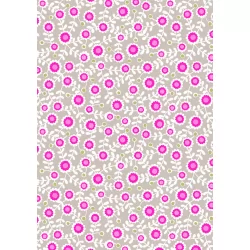 Inflorescence - Grid Flowers On Warm Grey With Pink Neon
