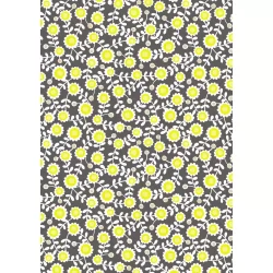 Inflorescence - Grid Flowers On Charcoal With Yellow Neon