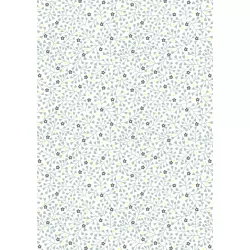 Inflorescence - Small Flowers On White In Blue With Yellow Neon