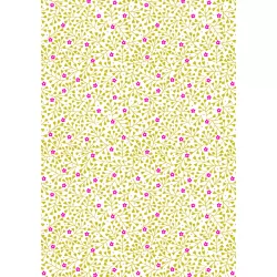 Inflorescence - Small Flowers On White In Chartreuse With Pink Neon