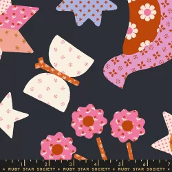 Ruby Star Society - Meadow Star - Applique Menagerie Soft Black - 1 Cut FQ