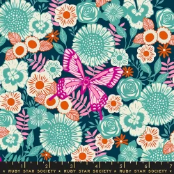Ruby Star Society - Backyard - Butterfly Garden Dark Teal