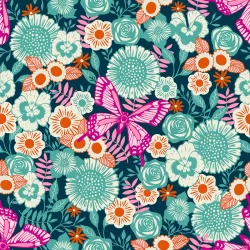 Ruby Star Society - Backyard - Butterfly Garden Dark Teal