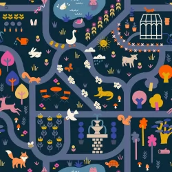 Ruby Star Society - Woodland Park - Garden Map Teal Navy