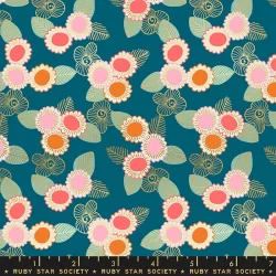 Ruby Star Society - Purl - Embroidered Floral Teal