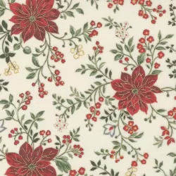 Merry Manor Metallic - Poinsettia Waltz Cream
