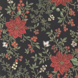Merry Manor Metallic - Poinsettia Waltz Black
