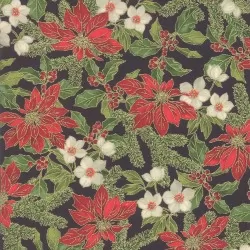 Poinsettias And Pine - Poinsettias Holly Ebony