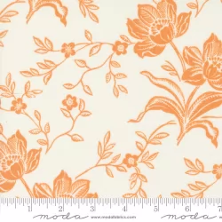 Denim and Daisies - Woodcut Bloom Ivory Butterscotch