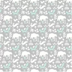 Hello Little One - Animals On Grey And Mint - 1 Cut FQ