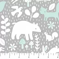 Hello Little One - Animals On Grey And Mint - 1 Cut FQ