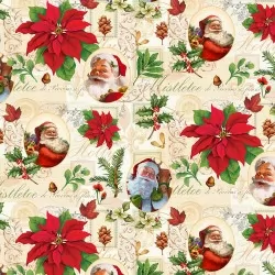 Christmas Legend - Cream Santa And Poinsettia